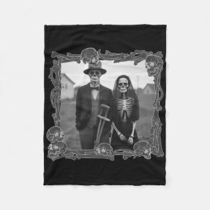 Amerikanischer Gothic-Skelett-Halloween-Kostüm Fleecedecke