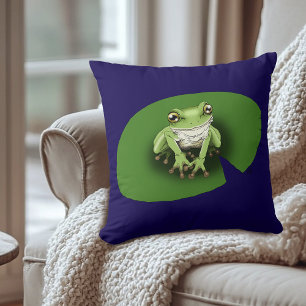 Amerikanischer Grüner Laubfrosch Seerosenblatt Kissen