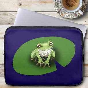 Amerikanischer Grüner Laubfrosch Seerosenblatt Laptopschutzhülle