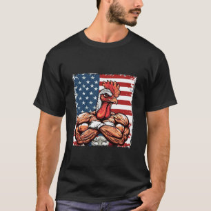 Amerikanischer Hahn Hühner Maskottchen USA-Flagge T-Shirt