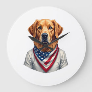Amerikanischer Hund Golden Retriever Vintage T-Shi Große Wanduhr