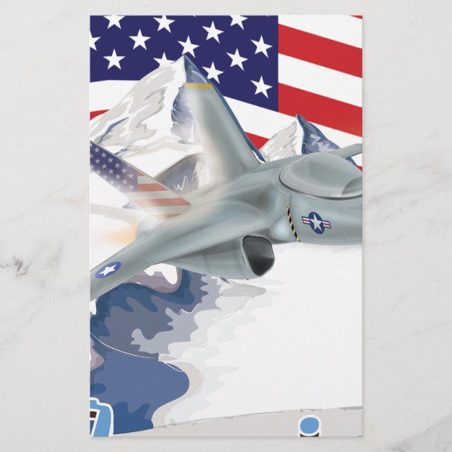 Amerikanischer Kampfflugzeug Briefpapier (Vorderseite)