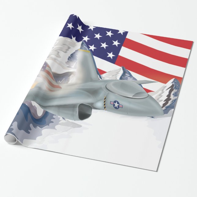 Amerikanischer Kampfjet Geschenkpapier (Ungerollt)