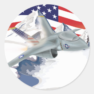 Amerikanischer Kampfjet Runder Aufkleber