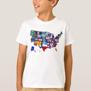Amerikanischer Karten-Staat kennzeichnet Mosaik T-Shirt