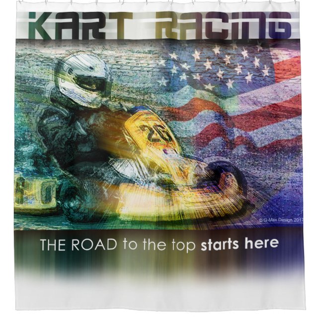 Amerikanischer Karting Duschvorhang (Vorderseite)
