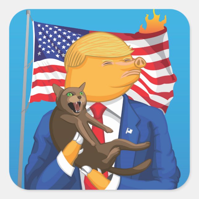 Amerikanischer Katastrophen-Quadrat-Aufkleber Quadratischer Aufkleber (Vorderseite)