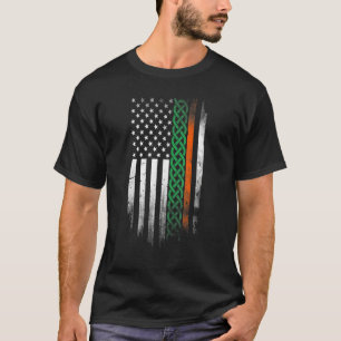 Amerikanischer keltischer Knotenstreifenflagge Iri T-Shirt