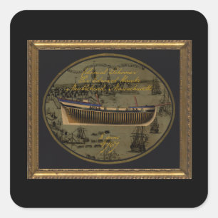 Amerikanischer Kolonial-Schooner Sir Edward Hawke Quadratischer Aufkleber