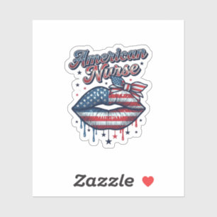 Amerikanischer Krankenpfleger Patriotische Lippen Aufkleber