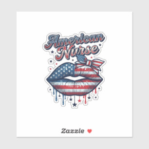 Amerikanischer Krankenpfleger Patriotische Lippen Aufkleber