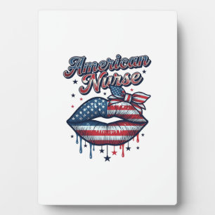Amerikanischer Krankenpfleger Patriotische Lippen  Fotoplatte