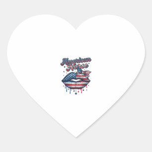 Amerikanischer Krankenpfleger Patriotische Lippen Herz-Aufkleber