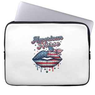 Amerikanischer Krankenpfleger Patriotische Lippen  Laptopschutzhülle