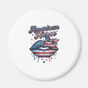 Amerikanischer Krankenpfleger Patriotische Lippen Magnet