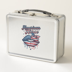 Amerikanischer Krankenpfleger Patriotische Lippen  Metall Brotdose