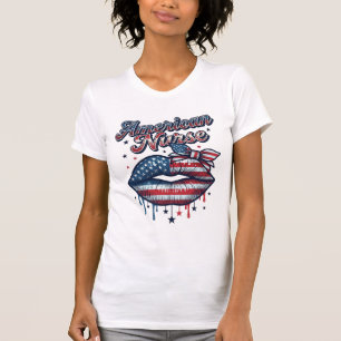 Amerikanischer Krankenpfleger Patriotische Lippen  T-Shirt