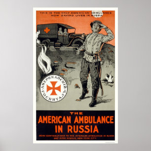 Amerikanischer Krankenwagen in Russland Poster