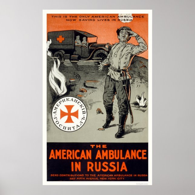 Amerikanischer Krankenwagen in Russland Poster (Vorne)