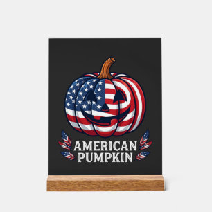 Amerikanischer Kürbis Halloween USA-Flagge Sterne Acrylschild