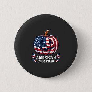 Amerikanischer Kürbis Halloween USA-Flagge Sterne  Button