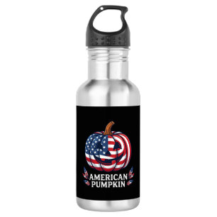 Amerikanischer Kürbis Halloween USA-Flagge Sterne Edelstahlflasche