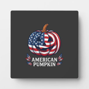 Amerikanischer Kürbis Halloween USA-Flagge Sterne Fotoplatte