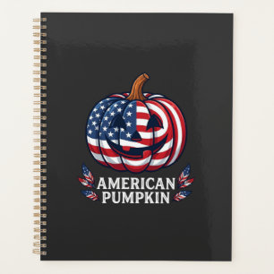 Amerikanischer Kürbis Halloween USA-Flagge Sterne Planer