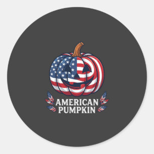 Amerikanischer Kürbis Halloween USA-Flagge Sterne Runder Aufkleber