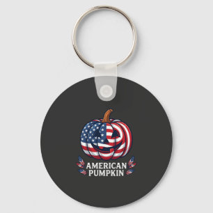 Amerikanischer Kürbis Halloween USA-Flagge Sterne  Schlüsselanhänger