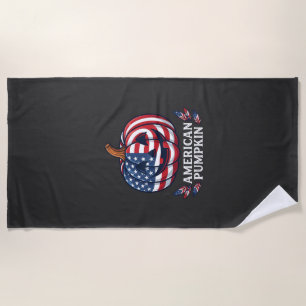 Amerikanischer Kürbis Halloween USA-Flagge Sterne Strandtuch