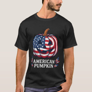 Amerikanischer Kürbis Halloween USA-Flagge Sterne T-Shirt