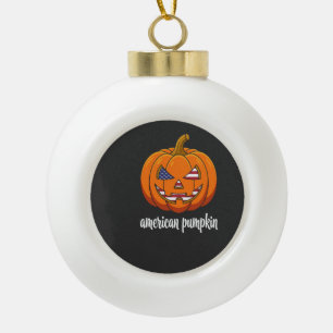 Amerikanischer Kürbis patriotischer Halloween Jack Keramik Kugel-Ornament