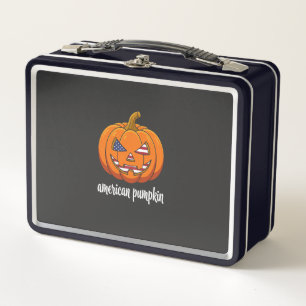Amerikanischer Kürbis Patriotischer Halloween Jack Metall Brotdose