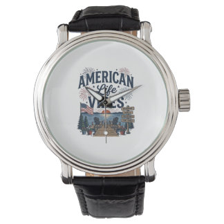 Amerikanischer Lebensstil Vibes Patriotischer See  Armbanduhr