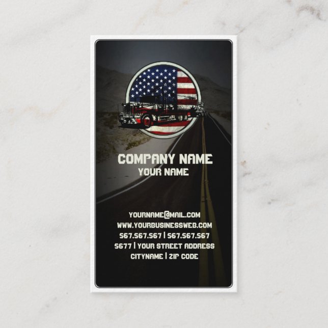 Amerikanischer LKW auf dem Wickeln der alten Visitenkarte (Vorderseite)