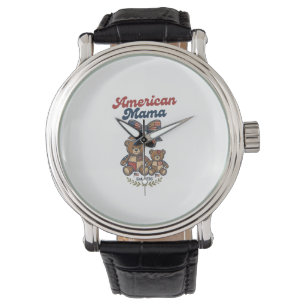 Amerikanischer Mama Patriotischer Bär Patchwork Ve Armbanduhr