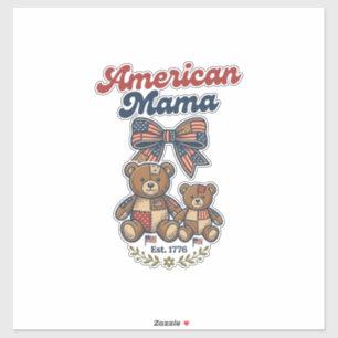 Amerikanischer Mama Patriotischer Bär Patchwork Ve Aufkleber