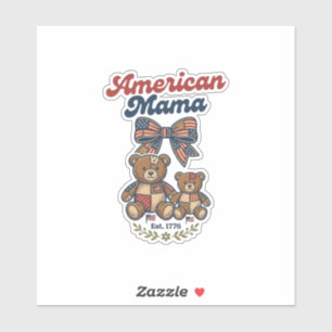 Amerikanischer Mama Patriotischer Bär Patchwork Ve Aufkleber