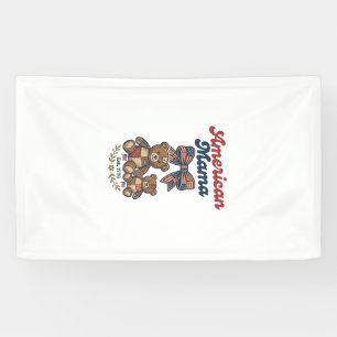 Amerikanischer Mama Patriotischer Bär Patchwork Ve Banner