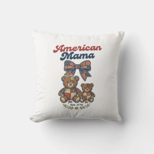 Amerikanischer Mama Patriotischer Bär Patchwork Ve Kissen