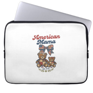 Amerikanischer Mama Patriotischer Bär Patchwork Ve Laptopschutzhülle