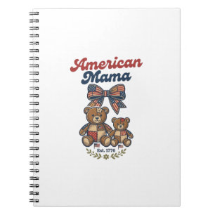 Amerikanischer Mama Patriotischer Bär Patchwork Ve Notizblock