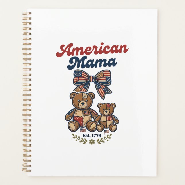 Amerikanischer Mama Patriotischer Bär Patchwork Ve Planer (Vorderseite)