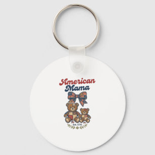 Amerikanischer Mama Patriotischer Bär Patchwork Ve Schlüsselanhänger