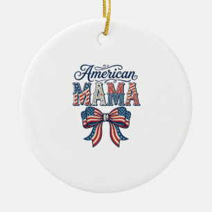 Amerikanischer Mama Patriotischer Bogen Vintage 4. Keramik Ornament