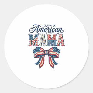 Amerikanischer Mama Patriotischer Bogen Vintage 4. Runder Aufkleber
