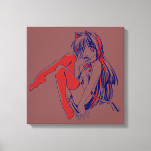 Amerikanischer Manga Neko Catgirl Kawaii Anime Leinwanddruck