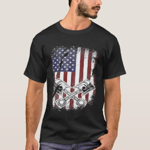 Amerikanischer Mechaniker Patriot Abgenutzt Grunge T-Shirt