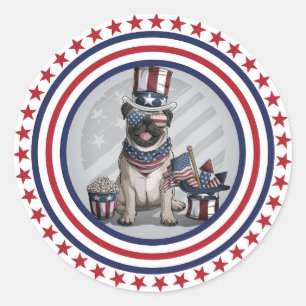 amerikanischer Mops Runder Aufkleber